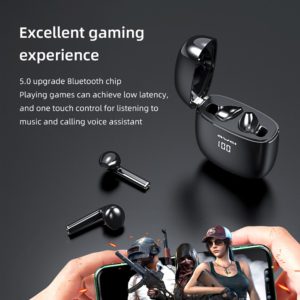 AWEI LED Display Gaming Earphone TWS Stereo Sound Earbuds Headphone Wireless Earphone with 500mAh Battery Charging