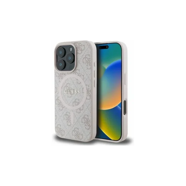 1727645334 case guess guhmp16xg4gfrp apple iphone 16 pro max hardcase 4g ring classic logo magsafe pink