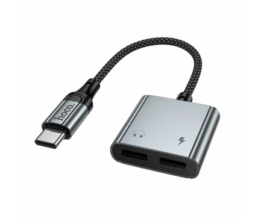 HOCO USB-C to USB-C / USB-C Audio Adapter Grey