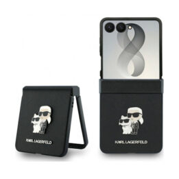 Karl Lagerfeld Saffiano Karl & Choupette Metal Pin Samsung Galaxy Z Flip8 Black