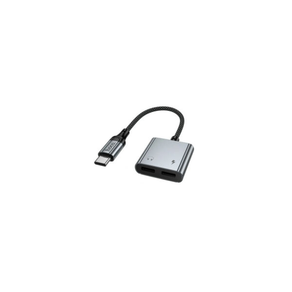 HOCO USB-C to USB-C / USB-C Audio Adapter Grey