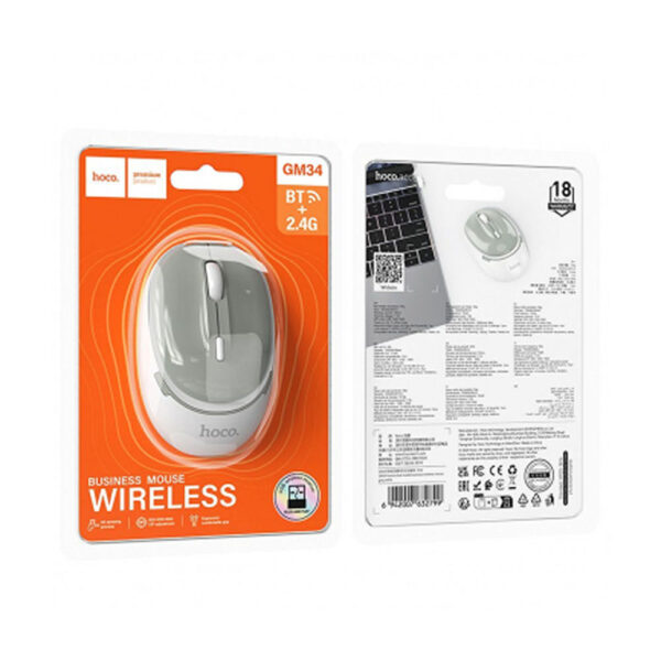 Wireless-Mouse-Hoco-GM34-1600DPI-BT-Wi-Fi-Grey
